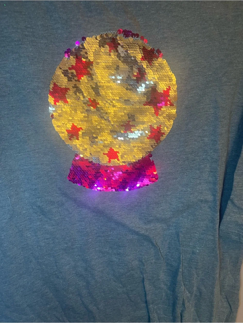 Girls Cat & Jack Gray Sequin Crystal Ball Long Sleeve Tie Front Top XL NWT